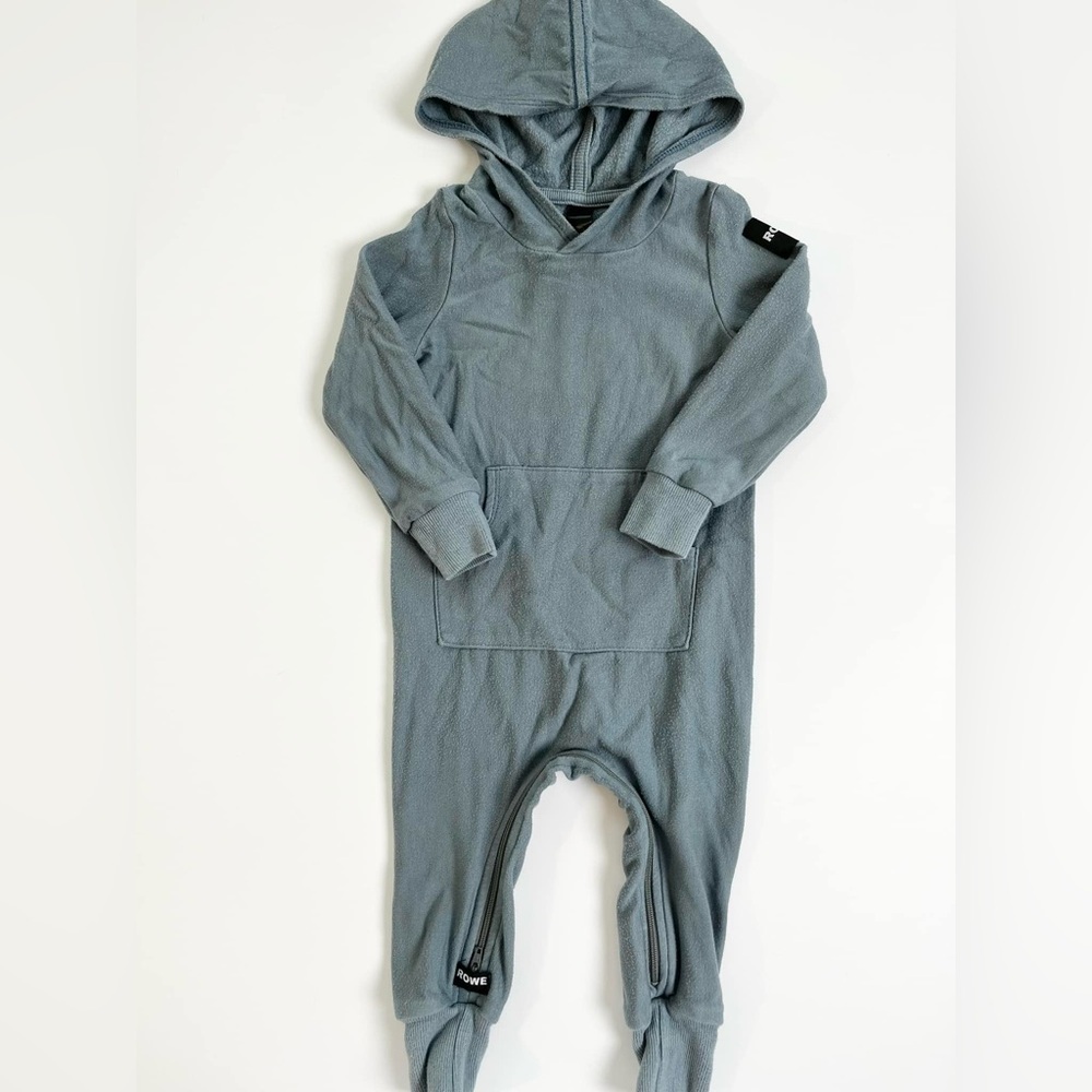 Rowe Blue Jumpsuit with Hood, Long Sleeves, & Zipper Crotch